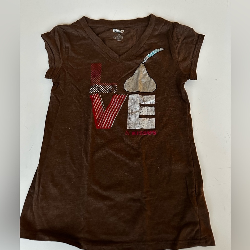 NEW Hershey's Chocolate Official Licensed Brown Short Sleeve LOVE shirt Women’s
